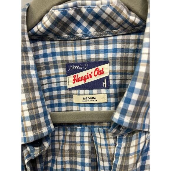 Johnnie-O Mens Shirt Mens Blue Plaid Medium Hangin' Out Long Sleeve Button Up - Picture 4 of 8
